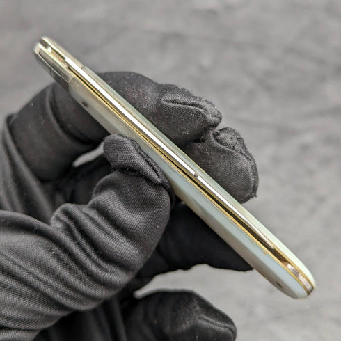 1927 British Antique White Pearl Shell Handle Pure Silver Blade Folding Pen Knife